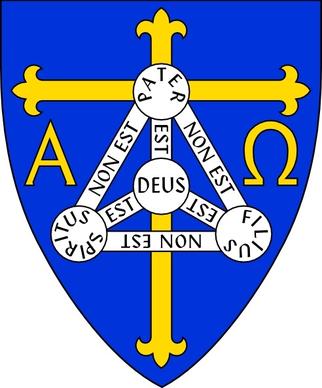 Coat Of Arms Of Anglican Diocese Of TrinidadIncludes Christian Symbols Of Cross, Alpha And Omega, And Shield Of Trinity clip art