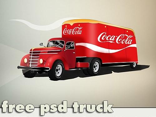 Coca Cola Truck Free PSD