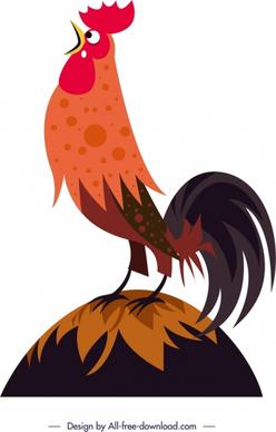 cock crow painting colored cartoon design