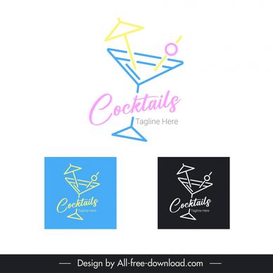 cocktail bar logo flat dynamic geometry 
