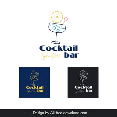 cocktail bar logo flat handdrawn 