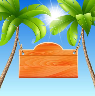 coconut tree with billboard vector