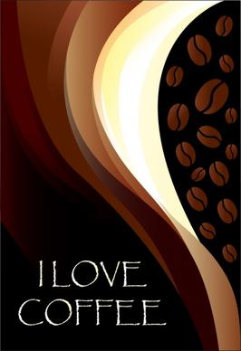 coffee ad background brown curves decoration beans icons