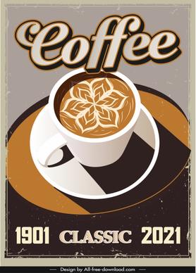 coffee advertising banner retro design decorated cup sketch