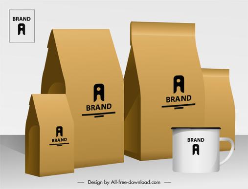 coffee advertising template 3d package cup sketch