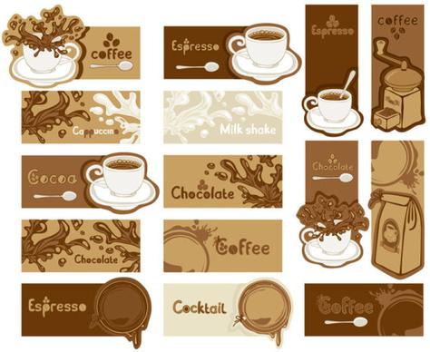 coffee and chocolate elements cards vector