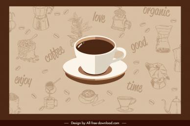 coffee background template cup cafe lements pattern