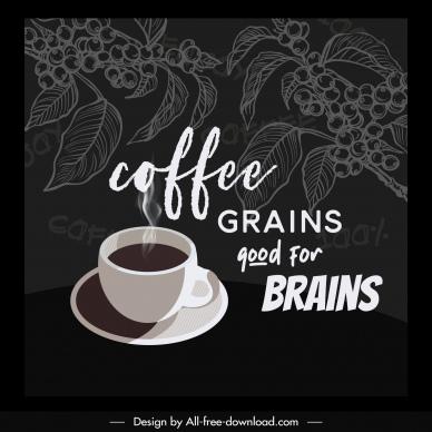 coffee background template handdrawn leaves cup decor