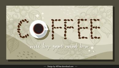 coffee background template texts layout cup tree