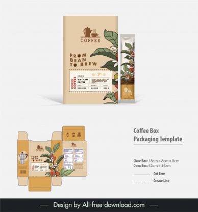 coffee box packaging template elegant classic flowers leaves