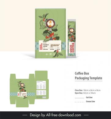 coffee box packaging template leaf flower cup decor