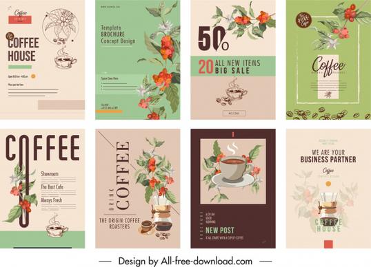 coffee brochure cover templates elegant classic floral decor