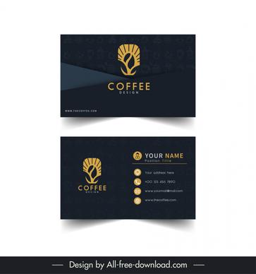 coffee business card template dark elegant coffee bean tree sketch
