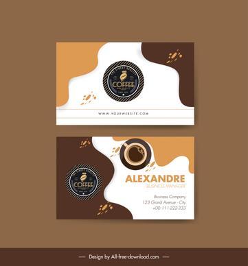 coffee business card template dynamic flat curves cup stains