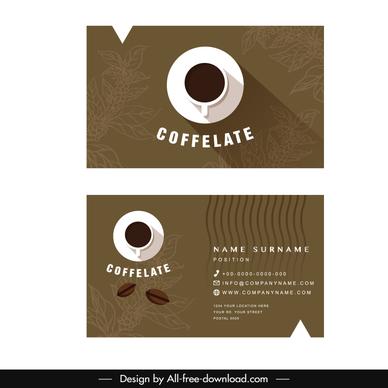 coffee business card template elegant cup bean tree sketch