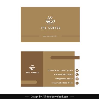 coffee business card template flat classical cafe cup