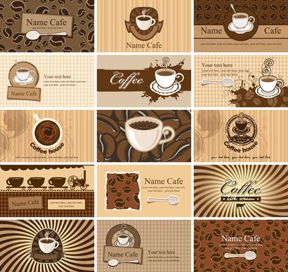 coffee cards vector set