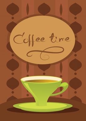 coffee time poster cup sketch classic background decor