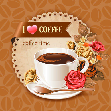 coffee cup and coffee beans pattern background vector