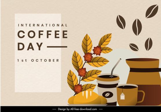 coffee day banner template elegant classical flat sketch