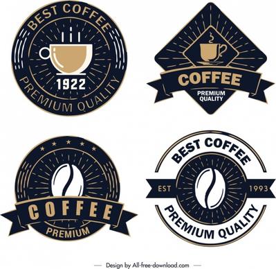 coffee label templates elegant retro dark design
