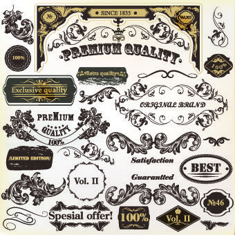 coffee labels with ornaments vector
