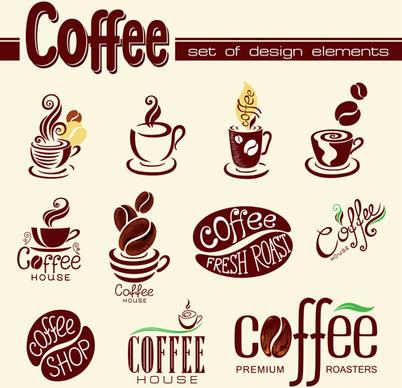 coffee logo design elements vector
