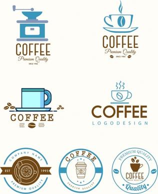 coffee logotypes colored flat decor