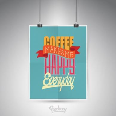 coffee makes me happy retro poster