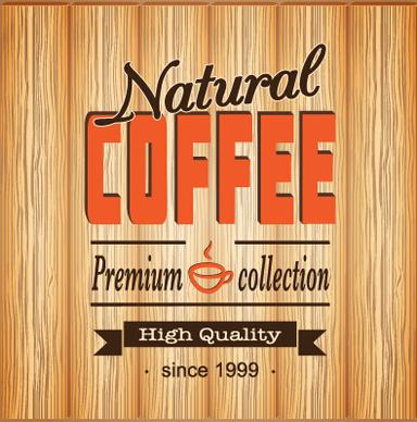coffee poster with wooden background vector