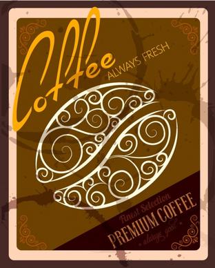 coffee promotion banner bean sketch brown grungy decoration