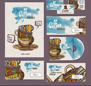 coffee retro business template kit vector