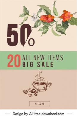 coffee sale poster classical plants decor