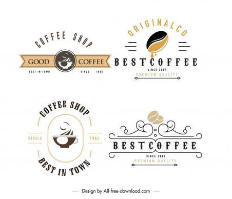 coffee shop logo templates flat sketch elegant classic