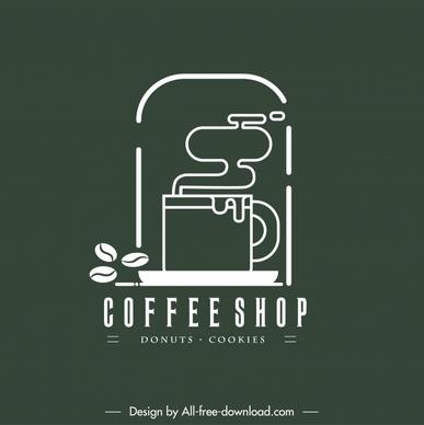 coffee shop logotype classic flat sketch