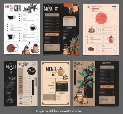 coffee shop menu  templates collection elegant classical 
