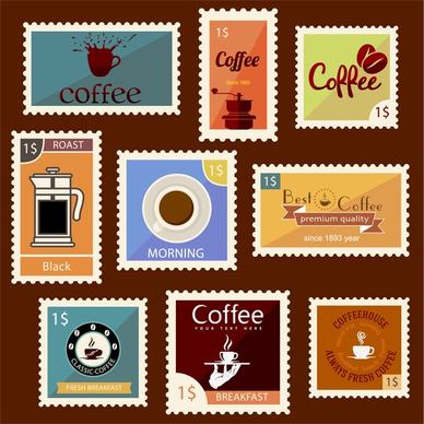 coffee stamps collection design with vintage style