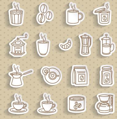 coffee stickers vector set