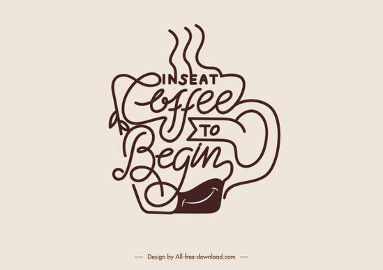 coffee style icon calligraphic curves cup sketch