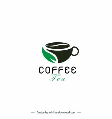 coffee tea logotype flat cup leaf bean sketch