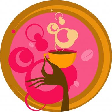 coffee advertising background colored flat classical circle layout