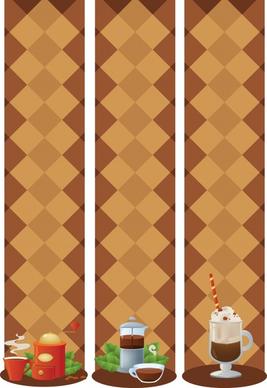coffee time banners vertical symmetric geometry background decor