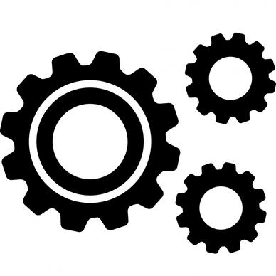 cogs sign icons flat black white contrast silhouette sketch