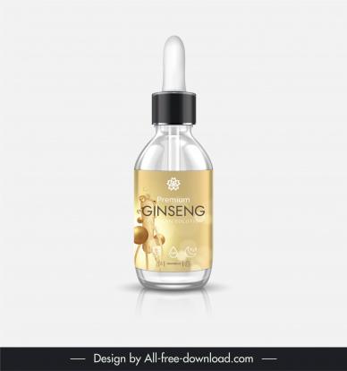 collagen serum bottle packaging template elegant realistic ginseng decor