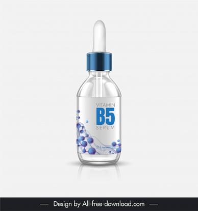 collagen serum bottle packaging template elegant realistic molecules