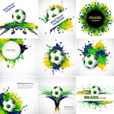 collection brazil flag set colors concept splash grunge background presentation vector design