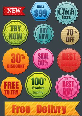 collection of shaped colorful sale promotion icons
