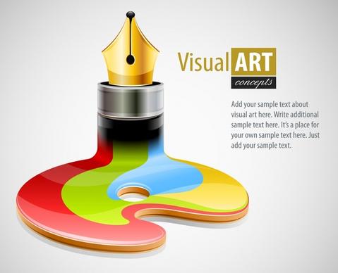 visual art background modern pen melting colors 3d