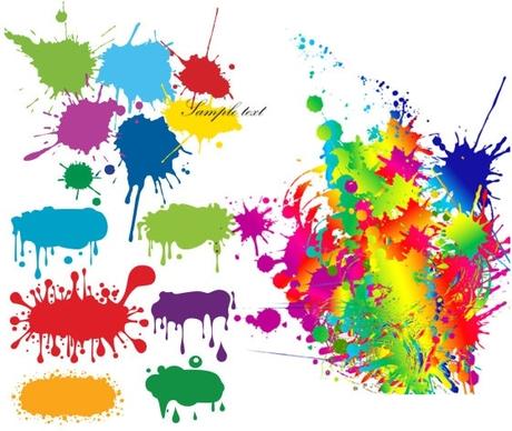 color ink droplets graffiti vector