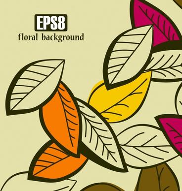 leaves background colorful closeup design classic handdrawn